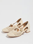Pienza Woven Square Toe Mary Jane Heels