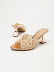 Agate Pearl Fan Open Toe Heeled Mules
