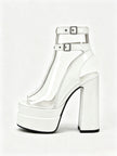 Javea Clear Buckle Platform Block Heel Sandals