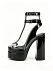 Javea Clear Buckle Platform Block Heel Sandals