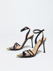 Sanary Gold Tip Ankle Strap Stiletto Sandals