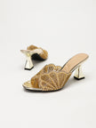 Agate Pearl Fan Open Toe Heeled Mules