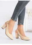 Nerja Round Toe Gold Buckle Slingback Heels