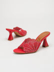 Agate Pearl Fan Open Toe Heeled Mules