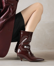 Imperia Pointed Toe Kitten Heel Ankle Boots
