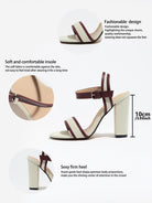 Mescini wine red block heel ankle strap sandals, feature graphic showing the fabric, US women's sizes