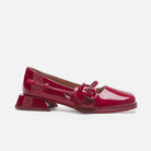 Mescini - red rose square toe mary jane heels, single shoe side profile view, US women's sizes