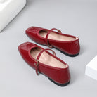 Mescini – wine red square toe mary jane flats, angled pair view, US women's sizes