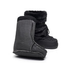 Mescini black faux fur studded platform snow boots, seen from behind with grey panel, US women's sizes