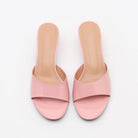 Mescini pink square toe slide kitten heel sandals, pair seen from above, US women's sizes