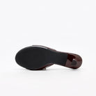 Mescini burgundy square toe slide kitten heel sandals, underside of the sole in view, US women's sizes