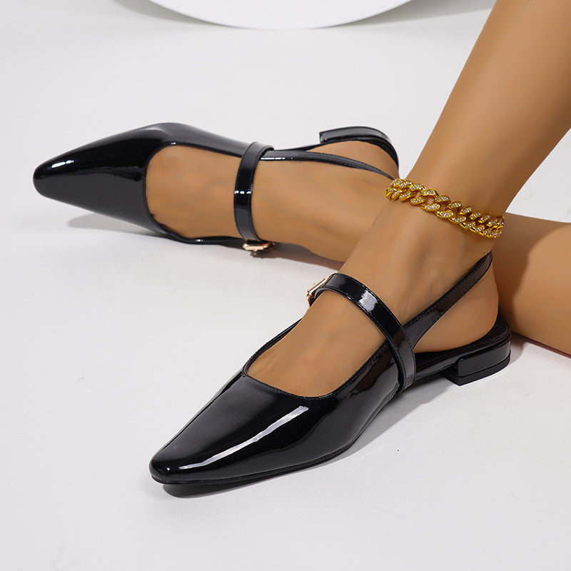 Mescini – Black slingback with buckled instep strap fastened on foot, US women's sizes