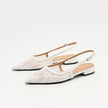 Mescini – white floral lace slingbacks, angled pair view of both shoes, US women's sizes