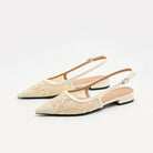 Mescini – apricot lace slingback heels with buckled sling strap, US women's sizes