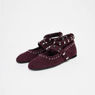 Mescini - Crimson Mary Jane flats as a pair seen from the front, US women's sizes