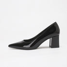 Mescini - black pointed toe block heel pump single shoe side profile, US women's sizes