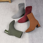 Mescini – grey, burgundy and brown knit ankle boots, block heel detail, US women's sizes