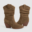 Mescini – brown western boots seen from behind, gathered shaft view, US women's sizes