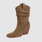 Mescini – brown western cowboy boot, single boot side profile view, US women's sizes