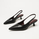 Mescini – black slingback kitten heels, angled front view of the pair, US women's sizes