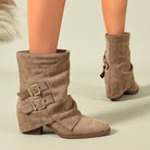 Mescini - khaki mid calf boots on the leg, fold over cuff detail, US women's sizes